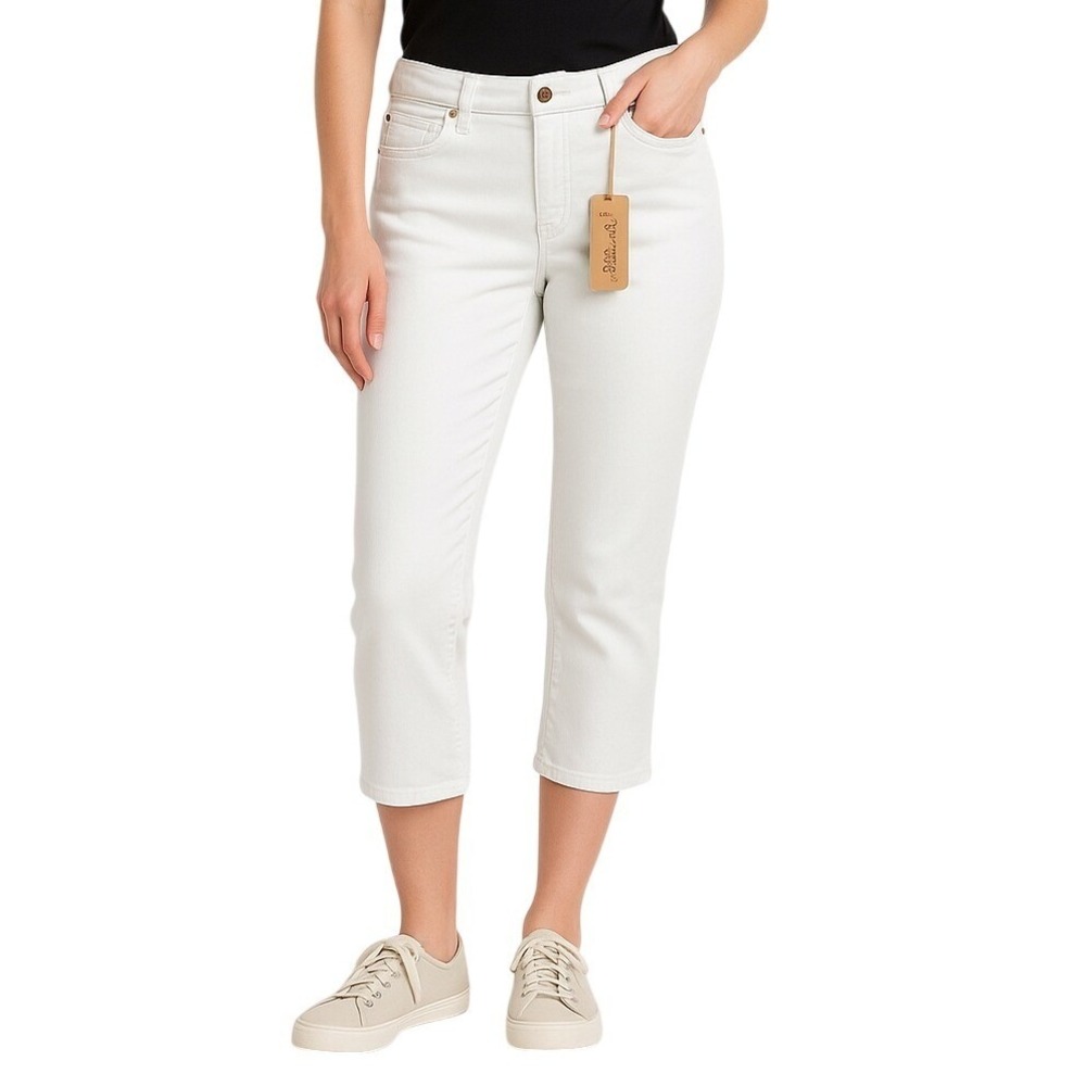 Jeanstar Jeans 10 White Capri Stretch Mid Rise Pigment Washed‎ Casual Summer New